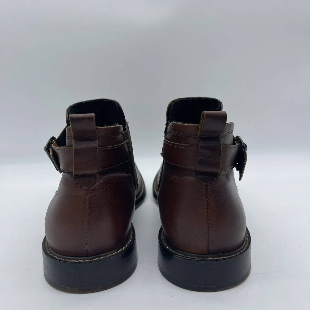 Kenneth Cole New York Sum-Times Mens Size 9.5 Chelsea Leather Boots Cognac Brown
